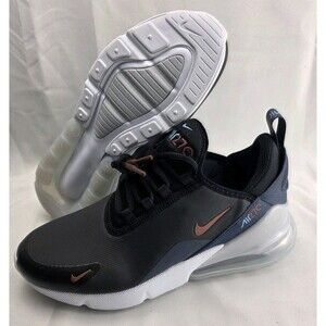 New Nike Air Max 270 Big Kids Shoes Black Blue GS Size 7Y / Wmn's 8.5 FV4070-001